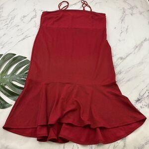 Eloquii Flounce Maxi Dress Plus Size 20 New Red Ribbed Ruffle Hem Sheath Party